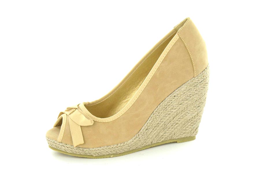 Cloggs Wedge Bow Espadrille - Camel