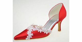 CLOSED Toe Pumps Satin Stiletto Heel Pumps Red