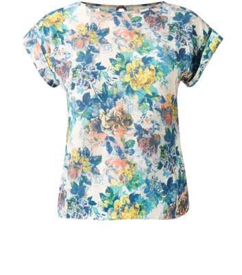 Closet White Floral Print T-Shirt 3192295