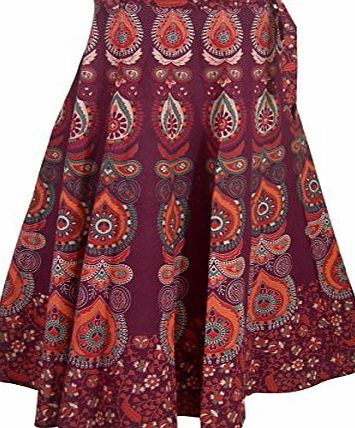 ClothesnCraft Designer Indian Wrap Around Cotton Skirt for Girls (Maroon)