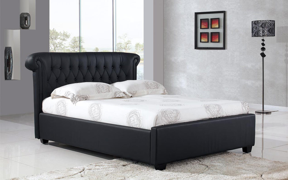 Vienna Faux Leather Bedstead, Double,