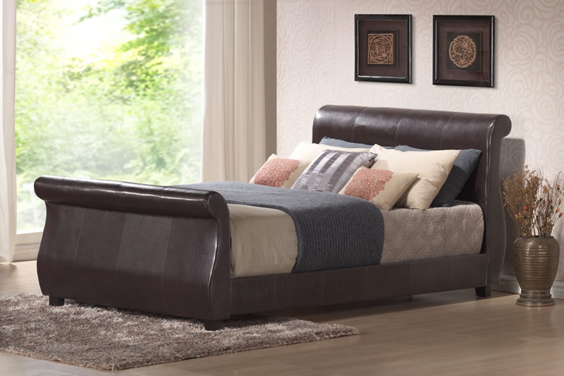 Winchester Faux Leather Sleigh Bedstead,