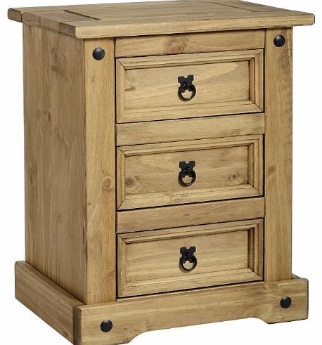 CloudSeller Pair Bedside Tables Corona Mexican Pine 3 Drawer Bedside Cabinets *Brand New*