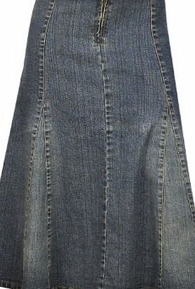 Clove A Line Blue Stretch Denim Knee Length Skirt Plus Size 14 16 18 20 22 24