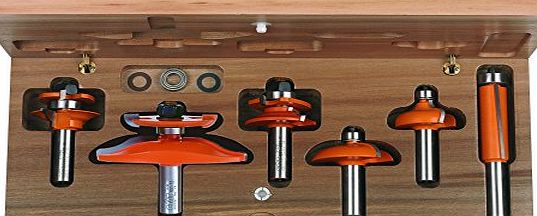 CMT  800.520.11 Cabinet Making Router Bit Set In Hardwood Case With 1/2-Inch Shank And 2 Cutting Edges Per Bit, 6-Piece