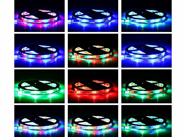 Waterproof 5M 5050 RGB Multi-Colour LED Strips Lighting Tape Lamp For Home Kitchen Room Garden Decoration Plus 44 Keys IR Remote