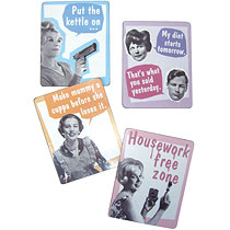 Coasters 4 Pack Acetate - Housewife (graphic)