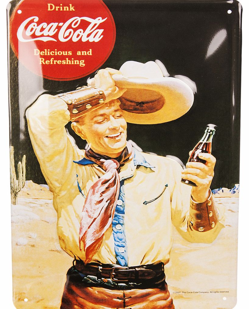 Coca-Cola Vintage Cowboy 20 x 30cm 3D Embossed