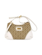 Coccinelle Beige Logoed Fabric and White Leather Small Evening Bag