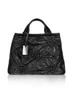 Coccinelle Cecile - Black Pleated Calf Leather Tote Bag