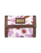 Flower Print Canvas and Leather Flap ID Wallet