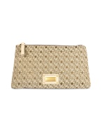 Logoed Beige Zippered Large Beauty Case