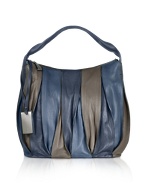 Coccinelle Raquel - Blue and Taupe Leather Hobo Bag