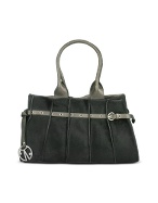 Coccinelle Slice Pony - Black Pony Hair Leather Satchel Bag