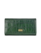Slice Print - Croco Stamped Leather Continental Wallet