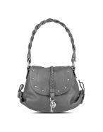 Coccinelle Small Metal - Heart and Key Gray Leather Evening Bag