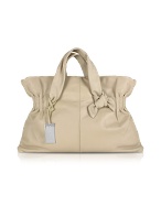 Softy - Side Bow Calf Leather Tote Handbag