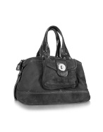 Coccinelle Turnlock - Front Pocket Suede and Patent Eco-Leather Bag