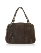Coccinelle Vivian Suede and Leather Pleated Satchel Bag