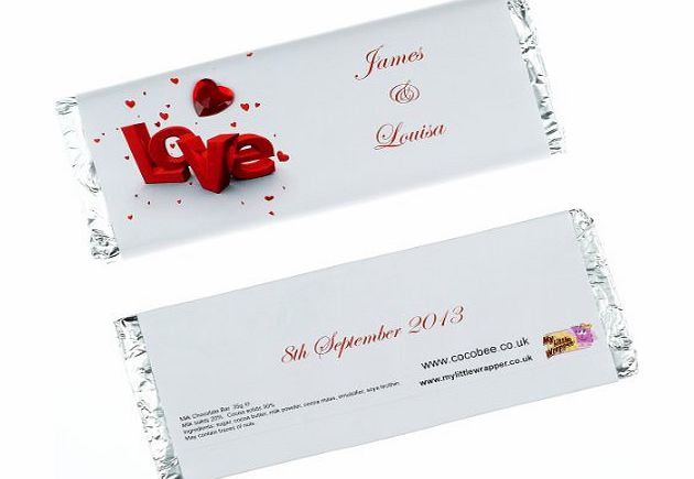 Coco bee (formerly Choccamocca) 2 x Personalised Chocolate Bars - Love design