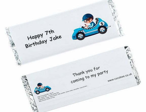 Coco bee Personalised Chocolate Bars - Go Kart design - (8 bars)