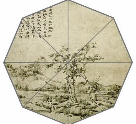 Codesignver Best Gift Hot Sales Customized Umbrella DIY Chian Traditional landscape painting Unique 43.5 inch Auto Foldable Umbrella