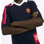 Cohen and Wilks Manchester United Boys Short Sleeve V-Neck Top with Collar - Navy.