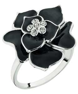 Coleen Sterling Silver Enamel Crystal Ring