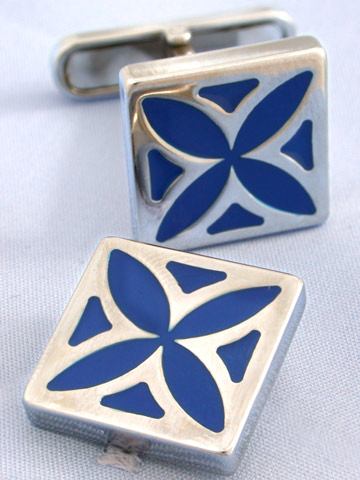 Coles Blue Boxed Cross Cufflinks