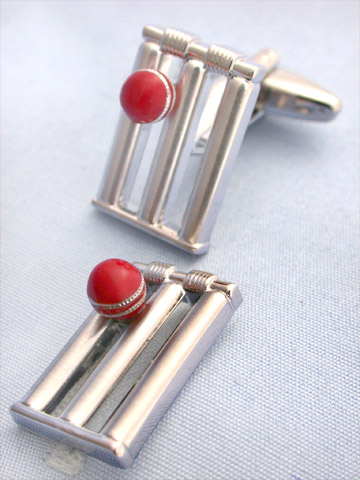 Coles Cricket Ball and Wicket Cufflinks
