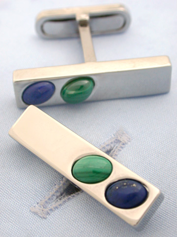Coles Lapis and Malachite Bar Cufflinks