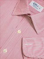 Coles Mens Classic Collar Red Narrow Bengal Handmade