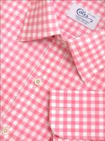 Coles Mens Classic Handmade Pink Gingham Dress Shirt