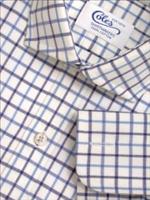 Mens Cutaway Blue Tattersall Checked Handmade