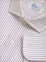 Mens Handmade Blue Lilac Double Stripe Dress Shirt