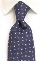 Coles Navy / Lilac Three Spot Pure Silk Tie