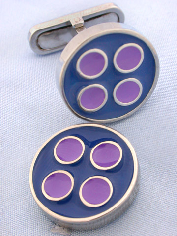 Coles Navy and Lilac Button Cufflinks