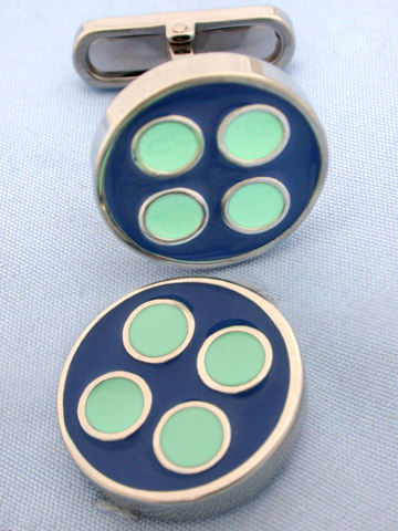 Coles Navy and Mint Button Cufflinks