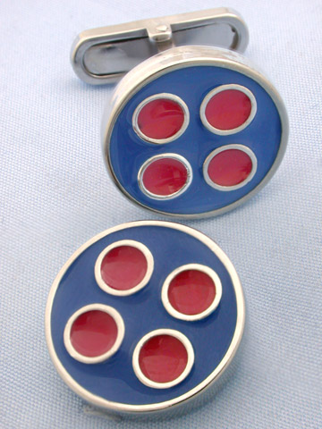 Coles Navy and Red Button Cufflinks