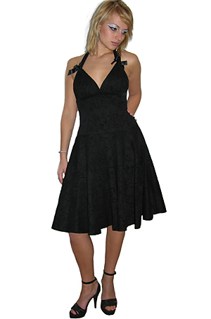 Collectif 50and#39;s Halterneck Style Black Party Dress Collectif