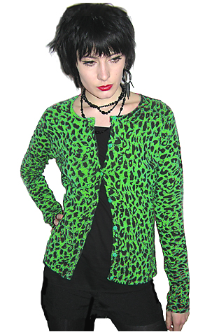 Leopard Cardigan High Green Collectif
