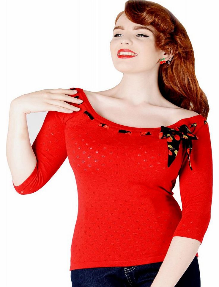 Collectif Stefania Cherry Scarf Knitted Top AW140104A