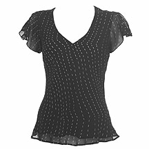 Collection Debenhams Black stab stitch printed top