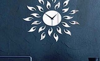 ColorfulHall Mirror Silver sun fire Creative Wall Clock Mirror Wall Clock Fashion Modern Design Removable DIY Acrylic 3D Mirror Wall Decal Wall Sticker Decoration