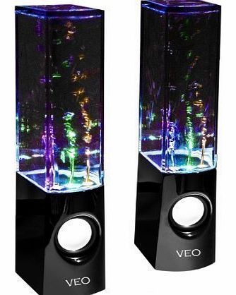 USB Dancing Water Speakers Complete with Pro Braided Auxiliary cable - for PC, Mac, MP3 Players, Mobile Phones inc. iPhone , Galaxy s4 s3 & Tablets, ipad, ipod. Colour Jet black