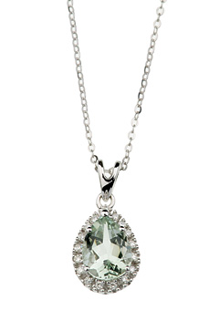 Coloured Collection 9ct Gold Green Amethyst and Diamond Pendant