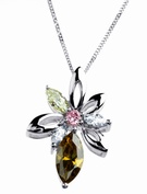 Coloured Collection 9ct white gold flower pendant
