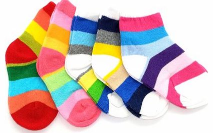 Baby Toddlers Kids 5-PACK RAINBOW SOCKS Age 1 to 12 (Age 6-8)