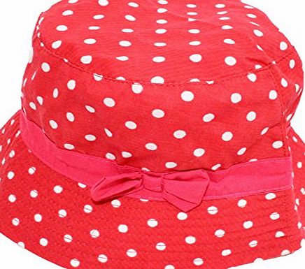 Colourful Baby World Kids Girls RED POLKA DOT Cotton Bucket Beach Sun Hat ONE SIZE (Age 5 6 7 8)