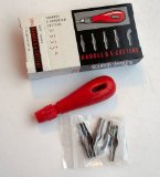 Colourfull Arts LINO CUTTING HANDLE TOOL and 5 ASSORTED CUTTERS SCULPTING